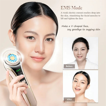 Masażer do twarzy HIFU, EMS, terapia LED